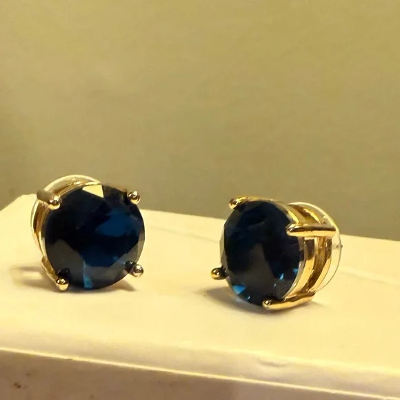 Vintage Y2K KATE SPADE • Navy/Gold Gumdrop Stud Earrings - Picture 3 of 10